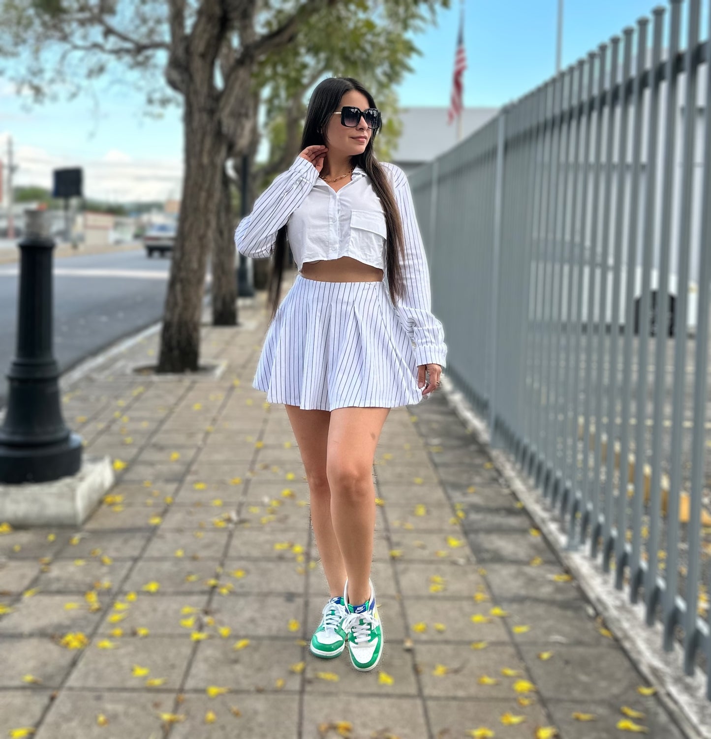 White pinstripe