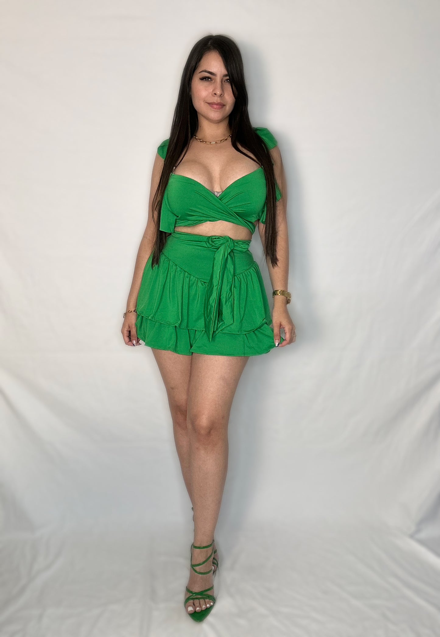 Green Skirt Set